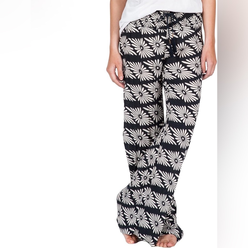 Floral Black and White Women's Pants